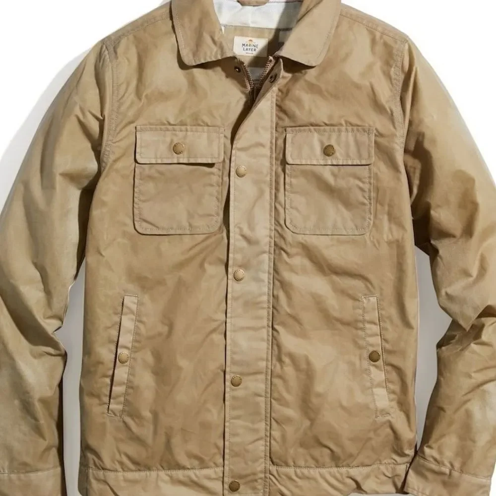 Marine Layer Khaki Military Field Jacket with Durable Cotton Canvas - Picture 1 of 6